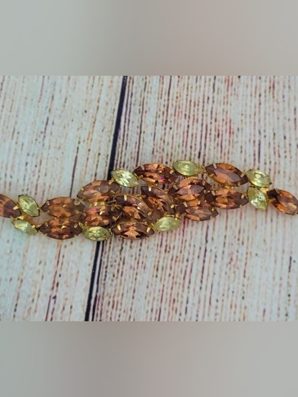 Vintage Large Topaz And Yellow Colored Rhinestone Brooch